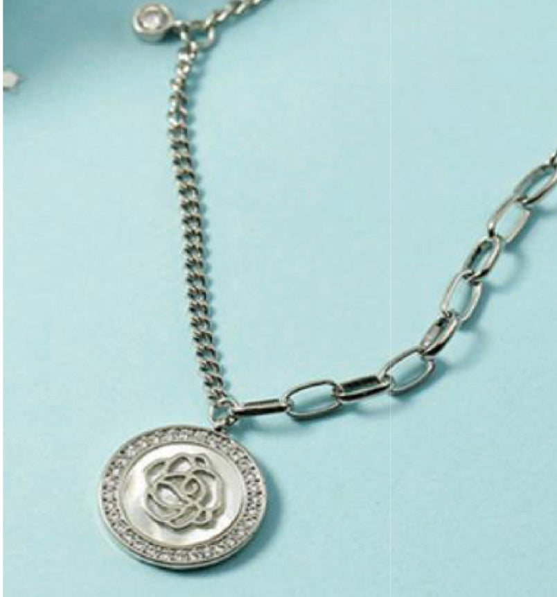 Silver Rose Coin Necklace – Pacific Mermaid